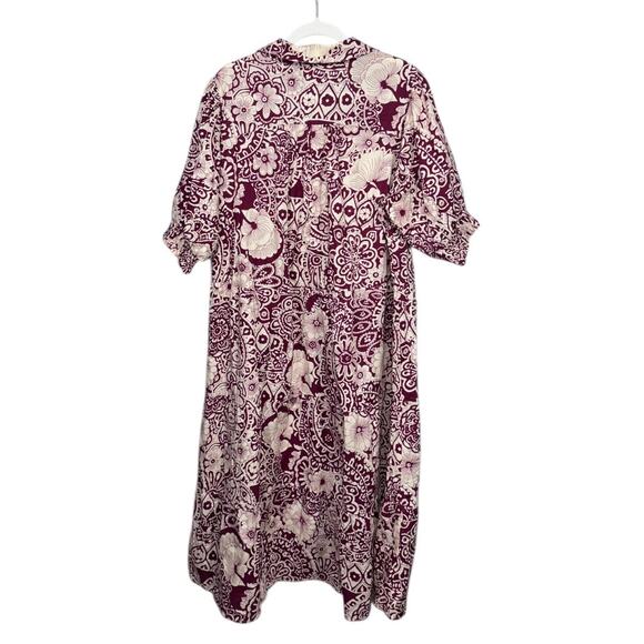 Umgee Sangria Paisley Print V-Neck Collared Tiered Midi Dress - NWT - Size 2XL - Picture 3 of 5